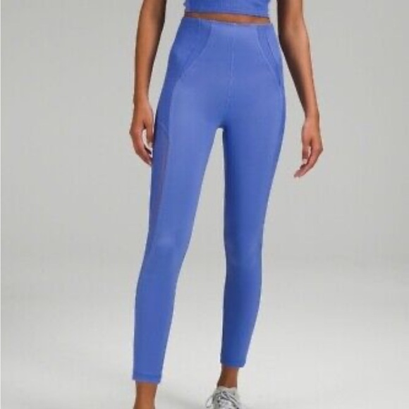 Lululemon- Perwinkle Blue Mesh Evelux Highwaisted activewear Workout Leggings - Picture 3 of 7